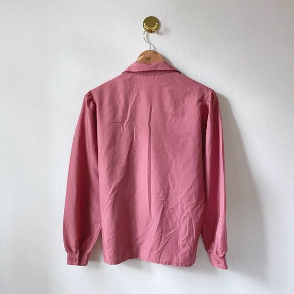 Vintage Dusty Rose Scalloped Button Down Blouse - Picture 5 of 5